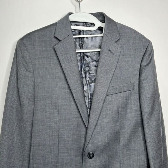 JOE Joseph Abboud 36R/30 Blazer Jacket Wool Coat Slim Fit Grey/Black Plaid Camo - Picture 2 of 15